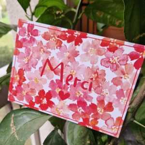 Carte "Merci" - fleurs rouges